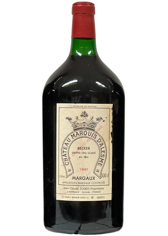 1981 Château Marquis d'Alesme Becker, Cru Classé Margaux (3 litre double magnum)